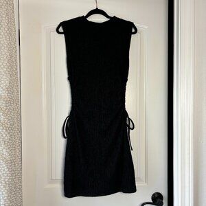 Large Black Textured Side Cut Out Mini Sleeveless Dress Large Shein